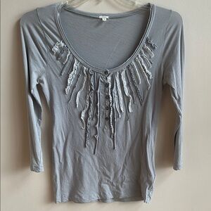 J Crew Women's Top with Ruffle Detail Medium